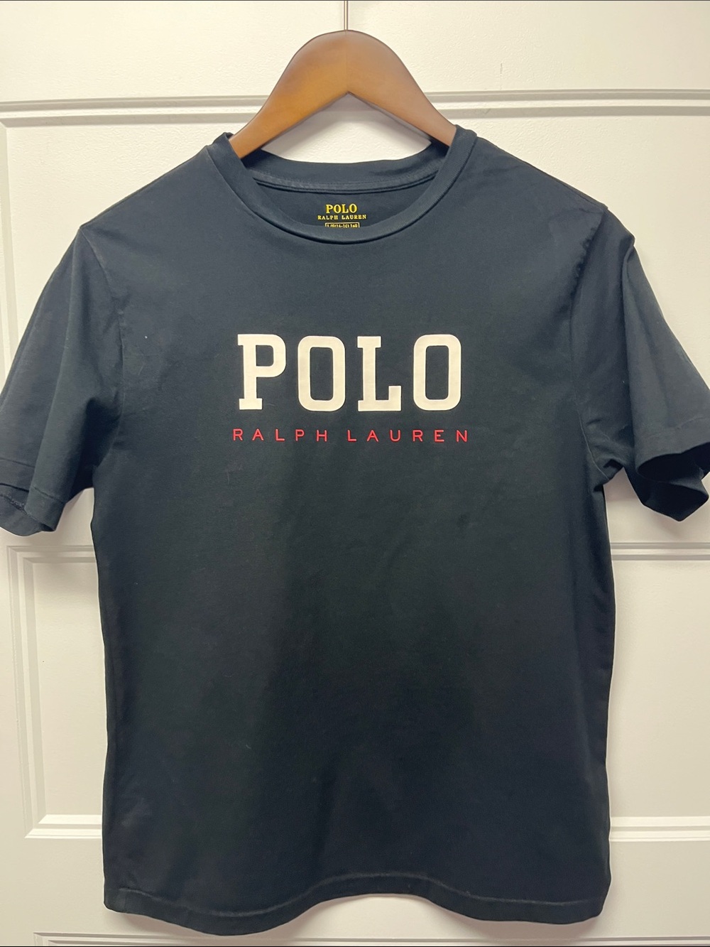 Polo by Ralph Lauren Black Crew Neck T-Shirt with White POLO and Red Logo